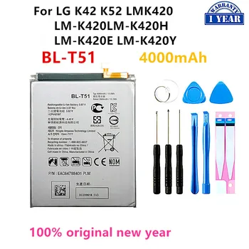 Oriģināla BL-T51 4000mAh Akumulators Par LG K42 K52 LMK420 LM-K420 LM-K420H LM-K420E LM-K420Y BL T51 Mobilo telefonu Baterijas+Instrumenti