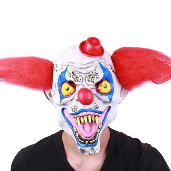 Sarkana Matu Klauns Maska Cosplay Drausmīgs Lomu Šausmu Joker Lateksa Pilnu Sejas Ķivere Halloween Masku Puse Cepures Kostīmu Prop