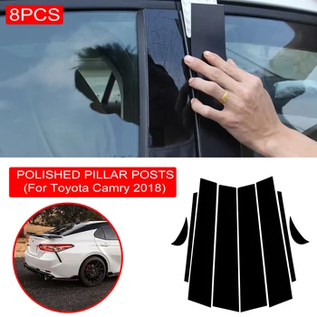 8PCS BC Pīlārs Segtu Durvju Auto stiklu Melns Apdares Lentes PVC Praktiski Viegli Uzstādīt Toyota Camry 2018
