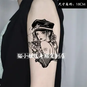 Anime Seksīga Melna Balta Personalizētu Roku Ziedu Rokas Tetovējumu Uzlīmes Ūdensizturīgs Festivāls Tetovējums Gudrs Viltus Tetovējumiem Hotwife Tatto