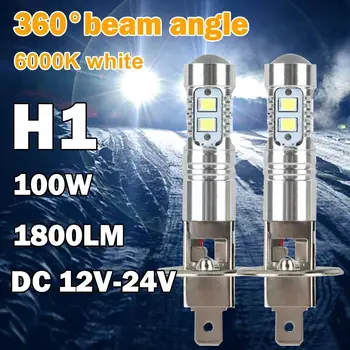 2gab H1 LED priekšējo Lukturu Spuldzes 6000k 100W High Low Beam Kravas Spuldzes Auto SUV Automobiļa Miglas Lukturis, Tālās Gaismas Balta O7F2