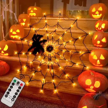 2023 Jaunas Halloween, Ziemassvētku Rotājumi Apelsīnu Spider Web String Gaismas Vīt String Lampas Iekštelpu Āra Svētku Apgaismojums