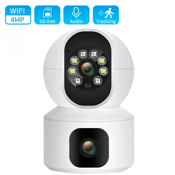 4MP Dual Objektīvs WiFi Kamera Dual Screen Baby Monitor Ai Cilvēka Atklāšanas Iekštelpu CCTV Video Novērošanas PROY Alexa, Google Home