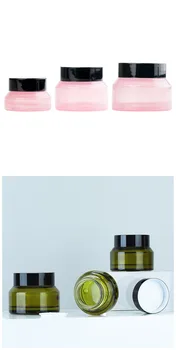 Zaļš/Rozā 15g 30g 50g Stikla Uzpildāmas Ziede Pudeles Tukši Kosmētikas Jar Pot Acu Ēnas Sejas Krēms Konteineru