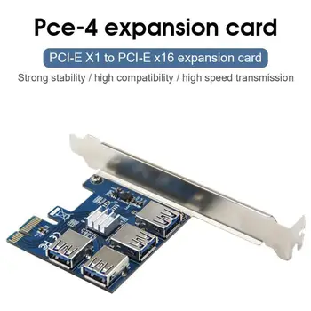USB 3.0 Veltīta Stāvvadu Karte PCIe Converter PCI-E Uz PCI-E Adapteris 1 Līdz 4 PCI-Express 1x Slots, Lai 16x Par BTC Miner Ieguves