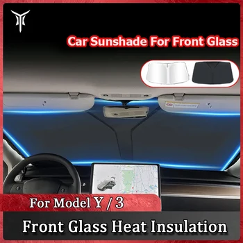 Par Tesla Modelis 3 Modelis Y 2018-2023 Auto Dual Saulessargs Automašīnas Priekšējā Stikla Siltumizolācijas UV Aizsardzību, Panelī Auto Piederumi