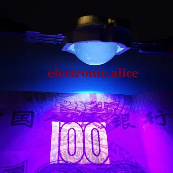 10 W High Power LED Lampas Ultra Violet UV 395nm 12V 900mA + 60 grādu len 5gab
