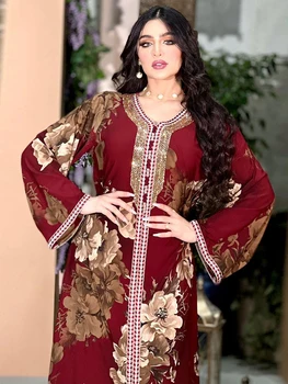 Hijab Izšuvumi Kleita Jellaba Kaftan Sievietēm, Dubaija Kapuci Vasaras Modes Elegants, Garas Kleitas, Drēbes Femme Marokas