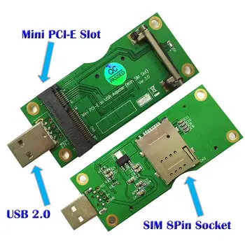 Mini Bezvadu PCI-E Kartes Slots USB Adapteris ar SIM 8Pin par WWAN/LTE Modulis