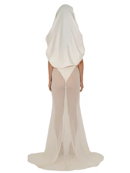 Sievietēm s Elegants Mežģīņu Pārklājumu Maxi Kleita Milzīgais Acs Dalīts Aizmugurējais Vasaras Pludmales Cover-up Clubwear Midi Kleita