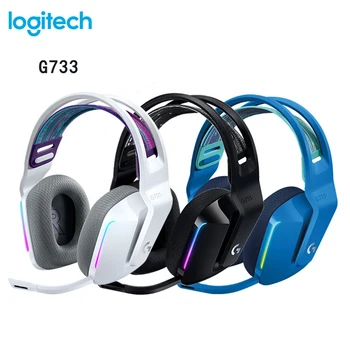 Logitech G733 LIGHTSPEED Bezvadu Austiņas Spēļu RGB DTS X2.0 7.1 surround skaņu, ultra-light Austiņas, PC/PS