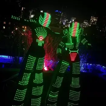 Halloween cosplay naktsklubs apģērbu Gaismas, tērpi plānošanas kontrolieris nosaka ķivere LED Robots LED Kostīms