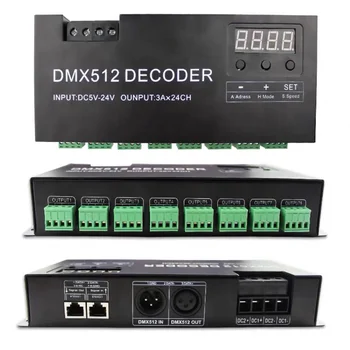 Digitālā DMX512 Dekoderi Posmā Inženierzinātņu Maģistra Stacijas 24CH RGB Apgaismojums 5-24V DMX 512 Kontrolieris LED Lentes RGB