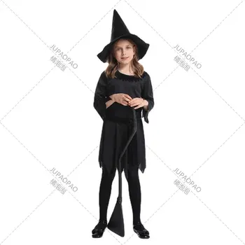 Bērnu Maz Meitene Raganu Kleita Halloween Cosplay Karnevāla Puse Aplauzums Bumbu Skatuves Tērpu Halloween Live Performance