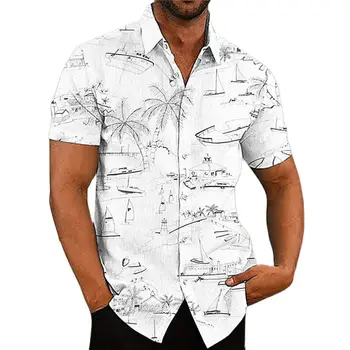 2023 Jaunu Vīriešu Havaju Krekls ar Īsām Piedurknēm Vīriešiem 3D Kokosriekstu Koku Drukāšanas Blūze Topi Gadījuma Lielgabarīta Tee Kreklu apdruka Vīriešu Apģērbs