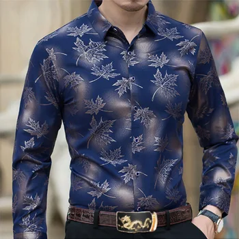 Vīriešu Modes Maple Leaf garām piedurknēm Krekls 3D Drukāšanas Casual Slim Top Tendence Pogu, Atloks, Jaciņa Havaju Krekls Pielāgojamu