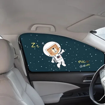 Auto Cute Karikatūra Spaceman Magnēts Sānu Logu Saulessargi Vējstikla Saulessargs Aizmugures Sānu Auto Loga Saulessargs Segtu Bērniem