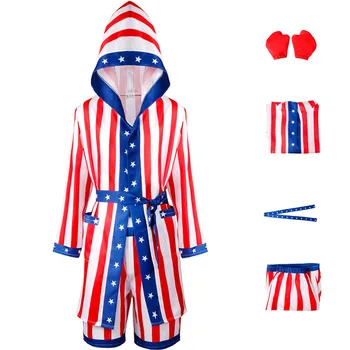 Halloween Vīriešu Boksa Uzvalks Amerikāņu Zvaigzne Svītru Print Drēbes Halloween Darbības Kapuci Uzvalks 2023 Jaunu garām Piedurknēm Komplekts