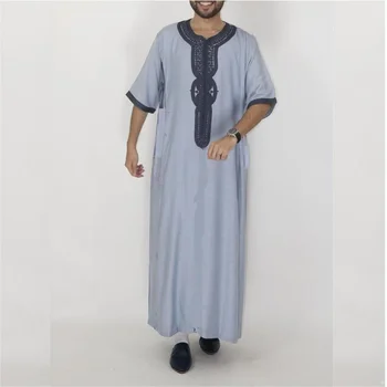 Arābu Vīriešu Drēbes Islāmu Musulmaņu Eid Mubarak Kaftan Kameez Thobe Lūgšanu Krekls Vīriešiem Izšūts Apģērbs, Vīriešu Drēbes Qamis Vīrietis