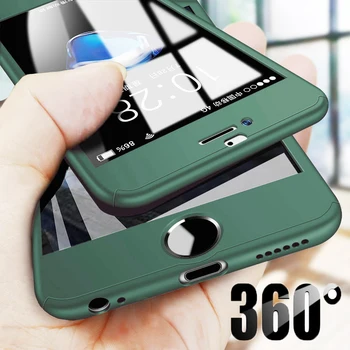 360 Case For iPhone 12 Pro Max 11 11Pro X XR XS Max 8 7 6 6S Plus 5 5S SE 2020. gadam Pilnu Ķermeņa Aizsardzību PC Pārsegs ar Rūdītu Stiklu