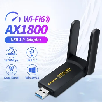 1800Mbps WiFi 6 USB 3.0 Adapteris Dual Band 2.4 G/5Ghz Tīkla Dongle High Gain Antena Atbalsta Win 10/11 Desktop/Laptop