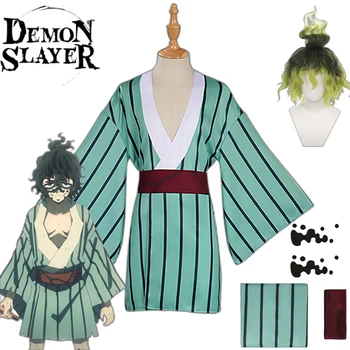 Anime Demon Slayer Giyuutarou Kimetsu nav Yaiba Gyutaro Shabana Cosplay Kostīmu Parūka Tetovējumu Uzlīmes Daki Brālis Japāņu kimono