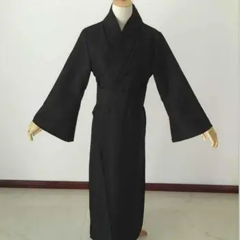Japāņu Stila Vīriešu Klasiskais Melns (Classic Black Samurai Drēbes Halloween Cosplay Kostīmu Tradicionālo Yukata Haori Karavīrs Kimono Ar Obi