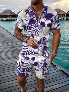 Vīriešu Vasaras Ikdienas Polo Krekls Vīriešu Skriešanas Sporta Havaju salu Pludmales Modes 3D Drukāt Lielizmēra Polo Krekls Tracksuit Iela Uzvalks