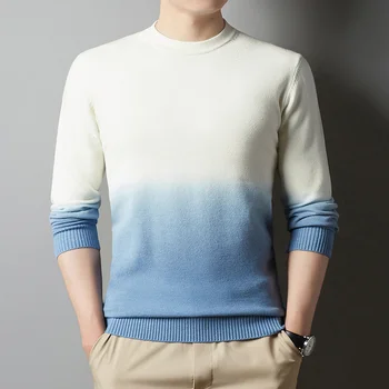 2022. gada Ziemas Jauniem Vīriešiem ir O-veida Kakla Silts Džemperis Džemperis Modes Karājas Krāsošanas Dizaina Gadījuma Biezas Trikotāžas, Vīriešu Apģērbs