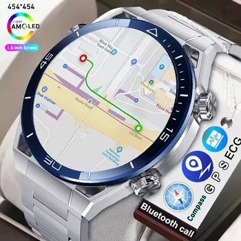 Jaunās Bluetooth Zvanu Smart Skatīties Vīrieši 1.5 collu 454*454 HD ekrānu Kompass, GPS Tracker Fitnesa Rokassprādze EKG+PPG SmartWatch