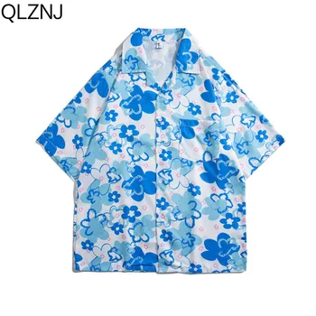 Vintage Havaju Krekls 2023 Vasaras Ielu Modes Ziedu Drukāt Īsām Piedurknēm Jaunu Personalizēto Blūze Ikdienas Krekli Unisex Zila
