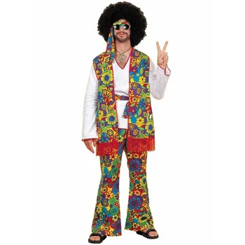 70-80s Mieru, Mīlestību, Hipiju Cosplay Kostīmu Pieauguša Cilvēka Tērpi Halloween Puse Karnevāls Retro Rock, Disco Hipiju Kostīms ar Parūku