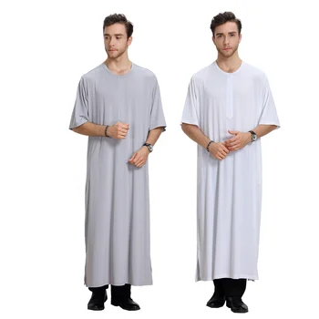 Islāms Galabia arābu Abaya Vīriešiem Muslīnu Thobe Kameez Kaftan Vienkārši Garš Vīriešu Kabatas Krekls Musulmaņu Tērpu Vīriešu Apģērbu O-veida kakla