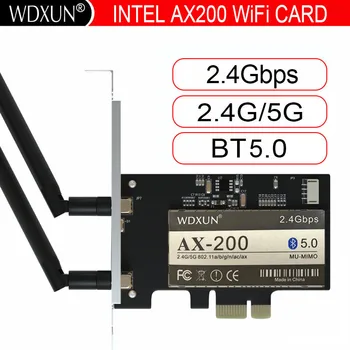 Dual Band 2.4 gb / s Bezvadu AX200NGW Tīkla Wifi PCI-E 1X Karte Intel AX200 2.4 G/5 ghz 802.11 ac/ax Wi-fi, Bluetooth 5.0 Adapteri