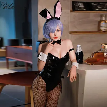 Ram Nem Cosplay Kostīmu Jēra Re:Dzīve Citā Pasaulē No Nulles Cosplay Bunny Girl Sexy Black Halovīni Meitene Kleita