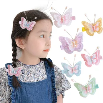 2gab/set Gudrs Izšūti Butterfly Matu Klipus Par Bērnu Sweet Meitenes Princese Matu Adatas, Bērnu Hairgrip Barrettes Bērniem Cepures