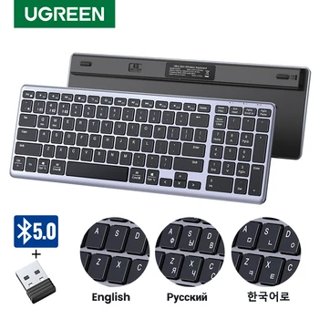 UGREEN Tastatūra, Bezvadu Bluetooth 5.0 2.4 G krievijas/korejiešu/LV 99 Keycaps Par MacBook iPad Tablet PC USB C Uzlādējamā Tastatūra