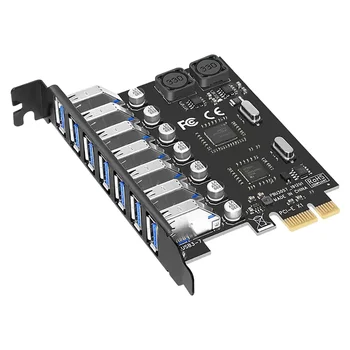 7 Porti USB 3.0 PCI Express Adapteri atmiņas Kartes USB Paplašināšanas Karti, PCIe Stāvvadu Karti PC, Linux / WindowsXP/ 7/ 8/ 8.1/ 10