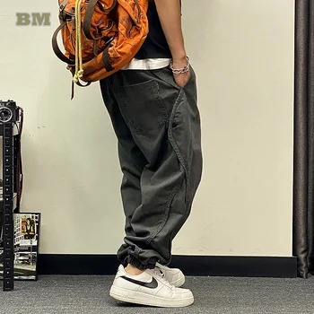 Plus Lieluma Japāņu Strtwear Lielizmēra Kravas Bikses Vīriešu Apģērbu Harajuku Gadījuma Joggers Korejiešu Hip Hop Baggy Bikses Vīriešu