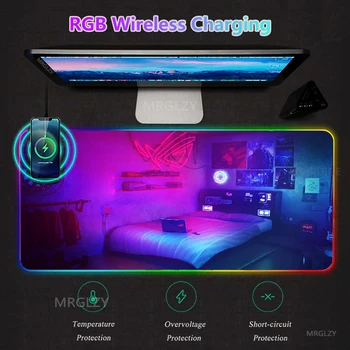 Asus Rog RGB LED Peles Paliktņa ar Bezvadu Lādētāju Pilsētas Gaming peles paliktnis Lādētāju Mat Typec Interfeiss Spēlētājs Piederumi Paklāju Paklāju