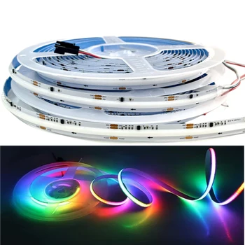 Sapņu krāsa FCOB WS2811 Plūst COB LED Lentes 24V Regulējamas, Elastīgas Adresējama LED Sloksnes Gaismas Pilna krāsu RGB led lentes