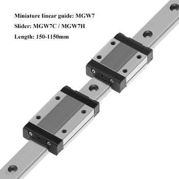 Miniatūra, Lineārie Guide MGW7 Rokasgrāmata Sliedes Garums 150-1150mm MGW7C MGW7H Slīdni Bloku, Augstas Precizitātes Pārvadājumi 3d printeri CNC daļas