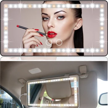 Auto saulessarga Iedomība Spogulis Uzlādējams Aplauzums Spogulis ar 3 Gaismas Režīmi 60 Led Gaismas Universālas Automašīnas Kravas automašīnu SUV