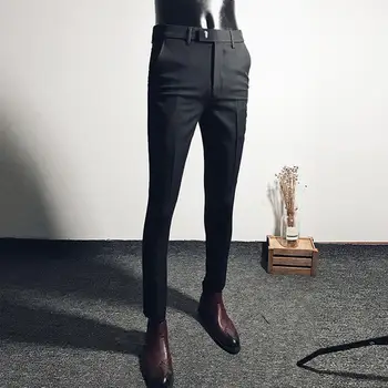 Vīriešu Biznesa Bikses Taisni Formālās Bikses, Cropped Bikses Korejiešu Stilā, Uzvalku Bikses Rāvējslēdzēju Lidot Biroja Sociālo Bikses Streetwear