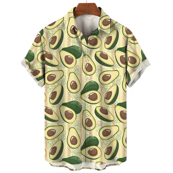 Vīriešu Krekls Salds Augļu protektora Raksts, Havaju Krekls Avokado Iespiesti Krekls Vīriešu Ikdienas Krekls Modes Ērtu Apģērbu