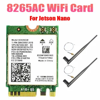 AC8265 WiFi Karte+6DB Antenu Tīkla Adapteris Jetson Nano 300Mbps+867Mbps 2.4 GHz 5GHz Dual Band NGFF BT4.2