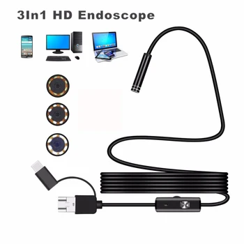 1080P Endoskopu Android USB Kameras USB C Endoskopu, 2M, 5M 10M Grūti Elastīga Stieple, 8mm Objektīvs Pārbaudes Cauruļu Borescope