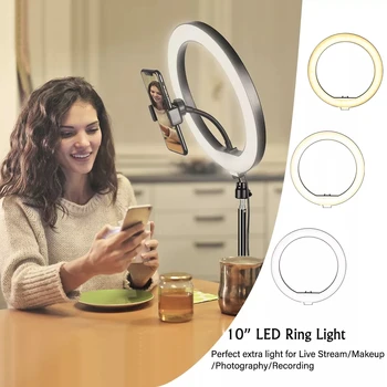 SH 10 Collu 26cm Riņķa Gaisma Ar Statīvu, Statīvs, USB Maksas Selfie Aptumšojami LED Zibspuldzi Video Lampas Straumēšanas Fotogrāfija