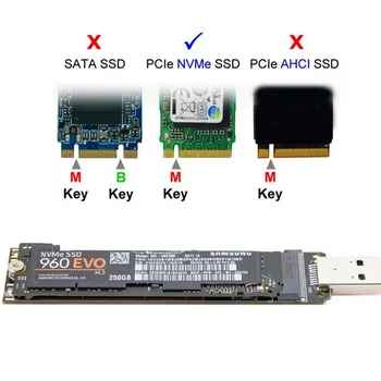 NVME USB Adapteri M. 2 NVME SSD USB 3.1 Adapteris 10Gbps USB3.1 Gen 2 M2 NVMe 2230 2242 2280 2260 SSD