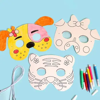 8Pcs Karikatūra Dzīvnieku Papīra Krāsošanas Maska Krāsu Pildspalva Bērnudārza Grafiti DIY Mākslas Amatniecības Bērnu Rotaļlietas Bērniem, Bērnu Radošās Zīmēšanas Rotaļlietas